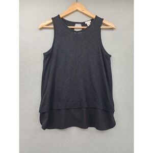 J. Crew Tank Top Womens Small Gray Mixed Media Keyhole Back Sleeveless Blouse S